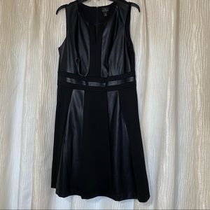 Black Faux Leather Fit & Flare Dress